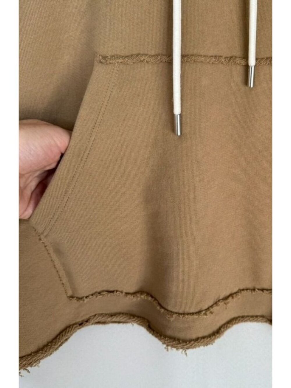 ATM Anthony Thomas Melillo Nude French Terry Hooded Open Sided Poncho One Size - Picture 5 of 14